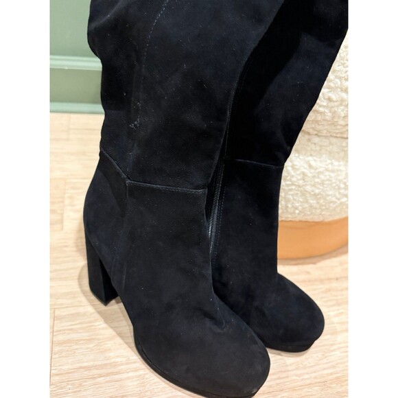 STEVE MADDEN Womens Black Comfort Marcello Round Toe Block Heel Zip-Up sz 8 - Picture 2 of 5